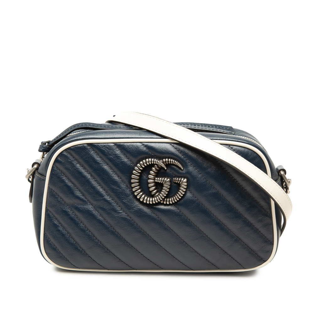 Pre-Loved Gucci Small GG Marmont Matelasse Diagonal Calfskin Torchon Crossbody